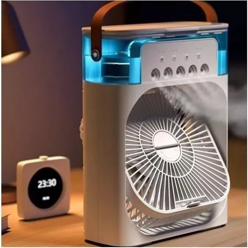 Mini ventilador e umidificador de mesa portátil com luz de led Recarregável 110,00