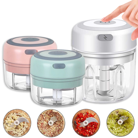 Mini Processador Triturador Mixer de Alimento Manual 3 Laminas