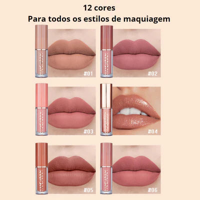 Batom Matte Ultra Chic Fosco HANDAYAN Kit de 12 peças e Embalagem Box