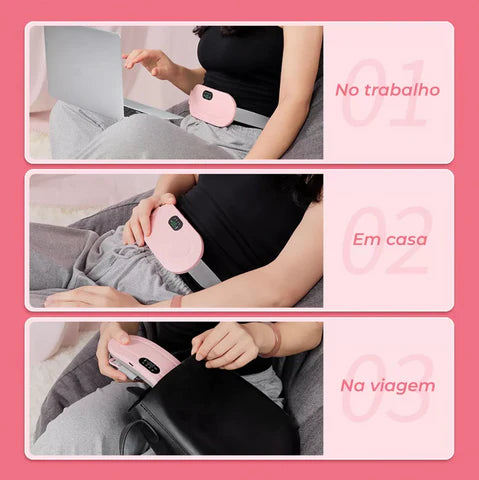 Cinto Massageador Térmico para cólica menstrual alívio e bem estar.