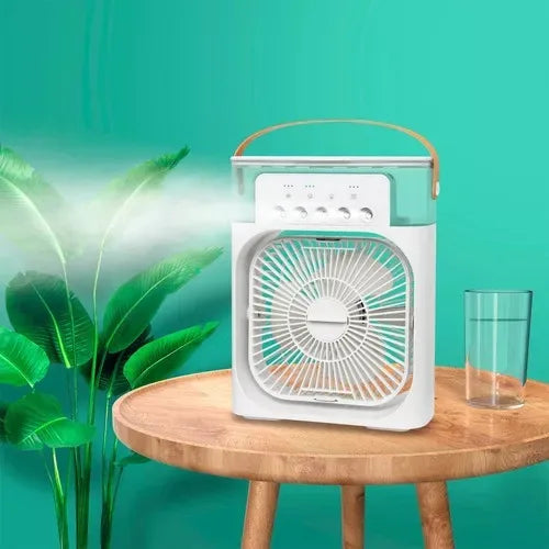 Mini ventilador e umidificador de mesa portátil com luz de led Recarregável 110,00