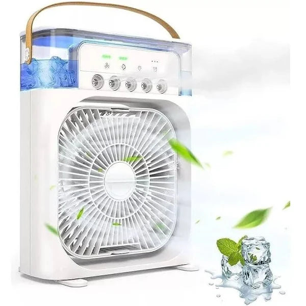 Mini ventilador e umidificador de mesa portátil com luz de led Recarregável 110,00