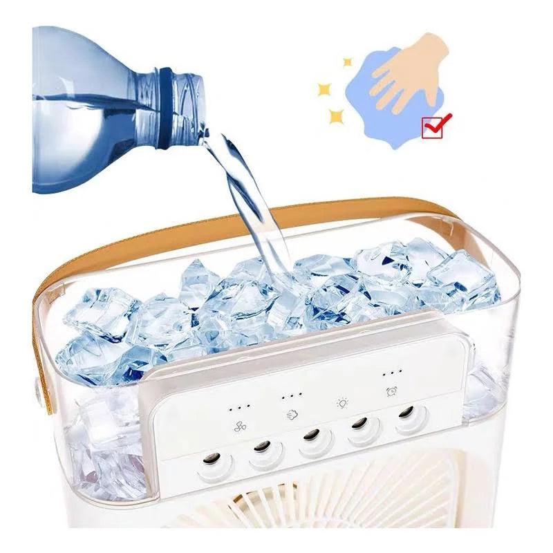 Mini ventilador e umidificador de mesa portátil com luz de led Recarregável 110,00